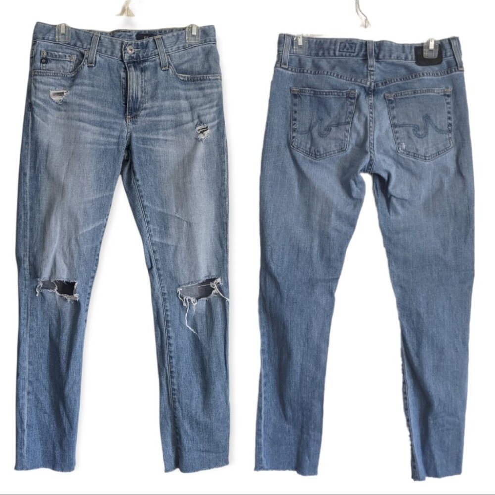 AG Adriano Goldschmied Women’s Nolan Ankle Distressed Cropped Jeans Size 26R